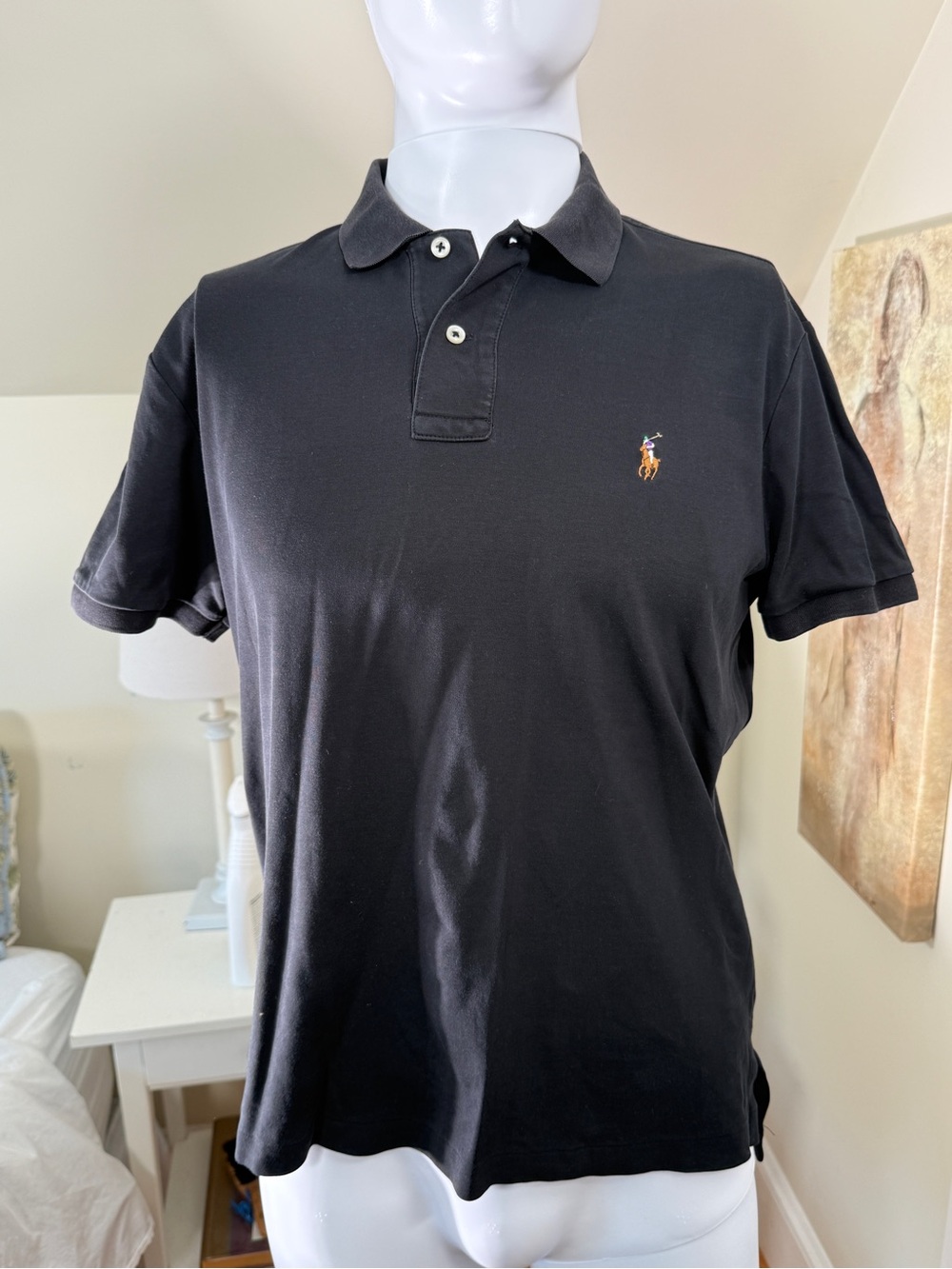 Polo by Ralph Lauren Black Short-Sleeve Cotton Polo with Embroidered Pony - Picture 11 of 12